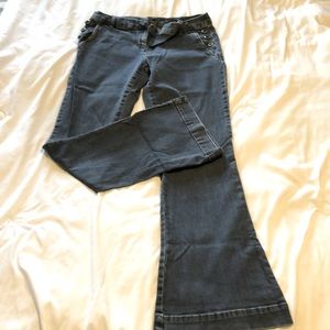 Denim trouser pants with button detail